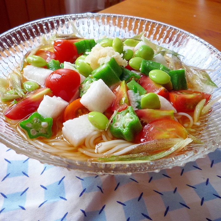 彩り夏野菜のそうめん レシピ 作り方 By すわんのマーチ 楽天レシピ 彩り夏野菜のそうめん レシピ 作り方 By すわんのマーチ 楽天レシピ